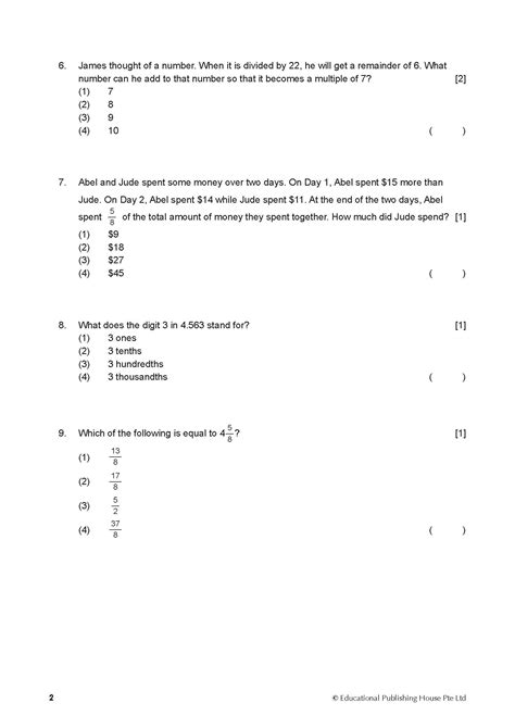 PSLE Maths Trending Exam Questions EPH