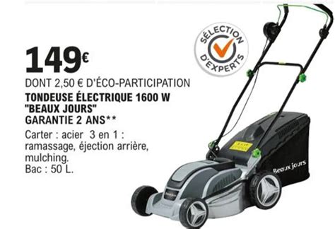 Promo Tondeuse Lectrique W Beaux Jours Chez E Leclerc