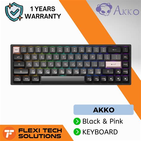 Akko Black Pink B Plus Fully Assembled Gaming Keyboard Hot Swappable Rgb Backlit Flexi Tech