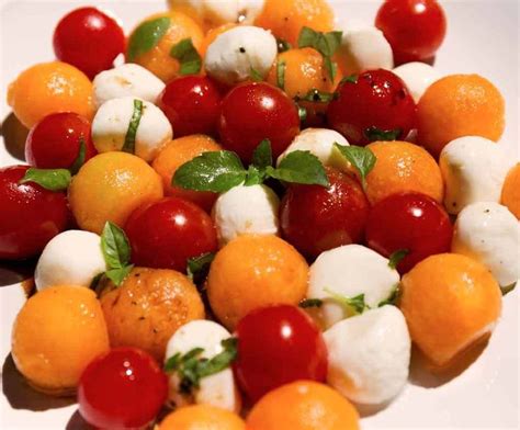 Salade De Billes De Melon Billes Mozzarella Et Tomates Cerises Le