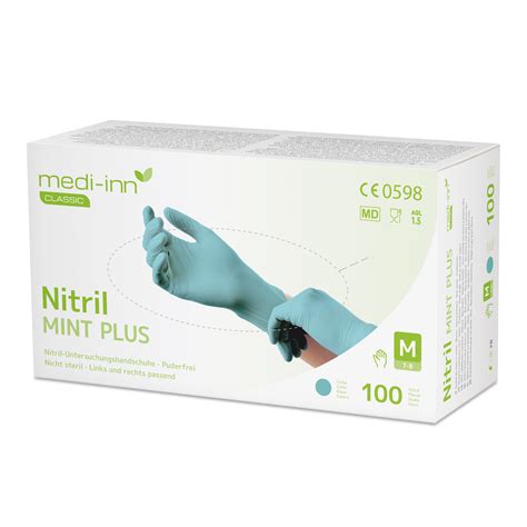 Medi Inn Einmalhandschuhe Nitril Mint Plus Puderfrei Ve St Ck