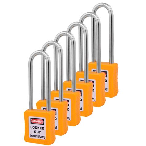 Safety Lockout Padlocks 6 Master Keyed 75mm Yellow LOTOMASTER