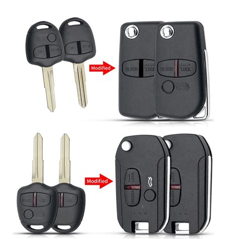 2 Button Modified Flip Folding Remote Key Shell Case For Mitsubishi