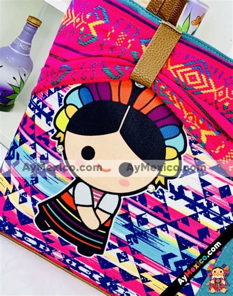 bs00164 Bolsa artesanal con estampado de muñeca maria medida de 30x29