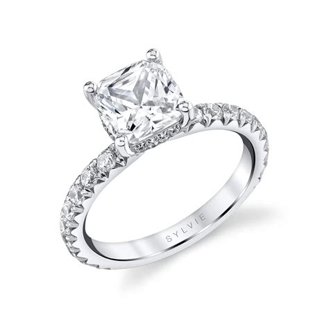 Cushion Cut Classic Wide Band Engagement Ring - Malencia - Sylvie Jewelry