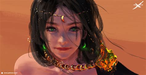 Wallpaper Women Fantasy Girl Fantasy Art Wlop Green Eyes Looking