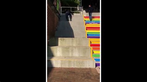 Patriotic Man Climbs Steep Stairs To Avoid Gay Pride Stairs Youtube