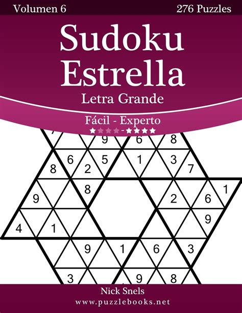 Sudoku Estrella Impresiones con Letra Grande De Fácil a Experto