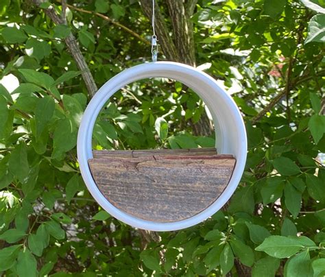 Modern Bird Feeder Birdfeeder White Tube W Reclaimed Etsy