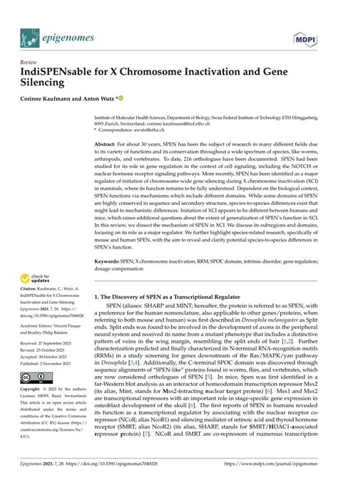 PDF IndiSPENsable For X Chromosome Inactivation And Gene Silencing