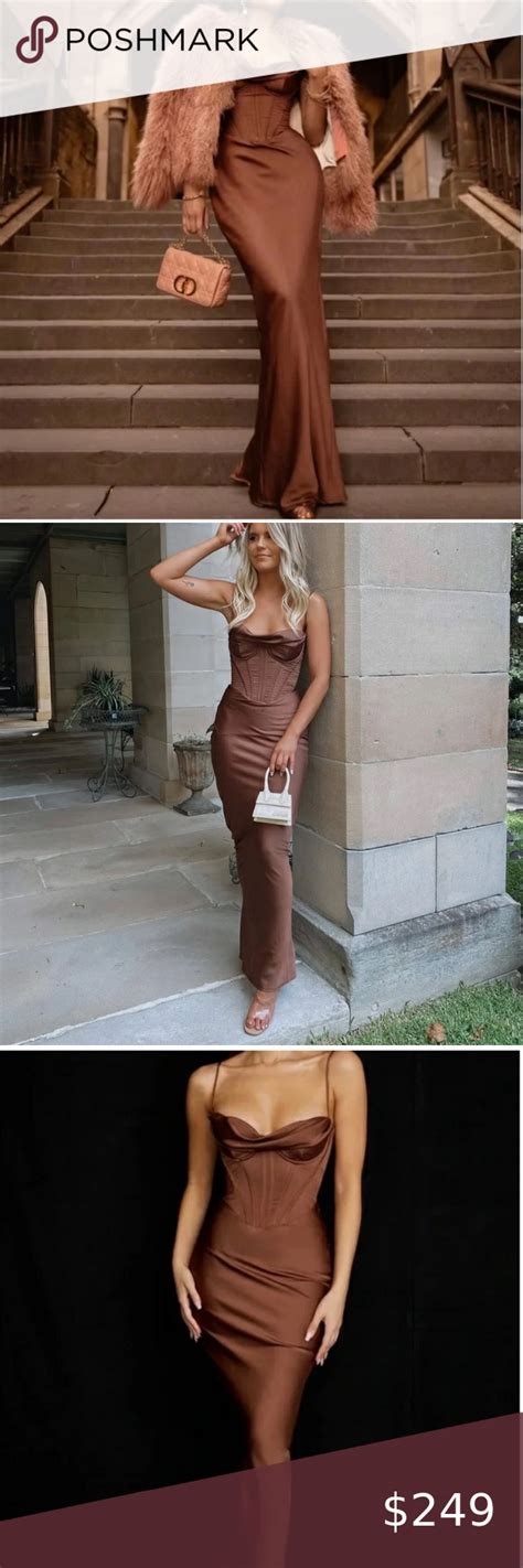 New House Of Cb Charmaine Corset Maxi Dress In Chocolate Brown Corset