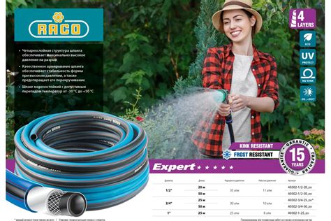 Поливочный армированный 4-х слойный шланг Raco Шланг EXPERT 3/4"x50м ...