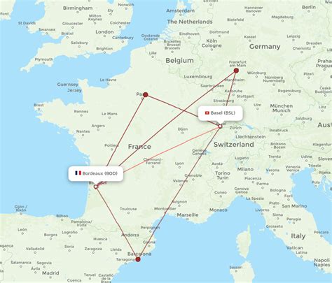 All Flight Routes From Basel Switzerland Mulhouse To Bordeaux BSL To