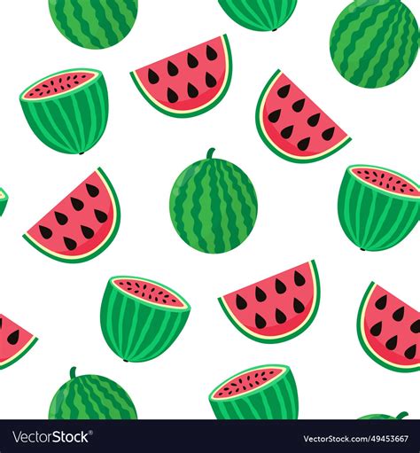 Doodle Watermelon Seamless Pattern Royalty Free Vector Image