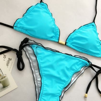 Pure Color Bikini Bind Sexy Swimsuit On Luulla