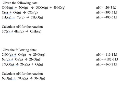 Solved Given The Following Data Cshsg 502g → 3co2g