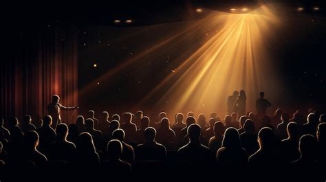 Premium AI Image | Speaker performing on stage with spotlight talking to Audience