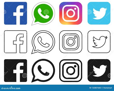 Social Media Icons Set Logo Vector Illustrator