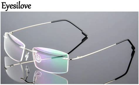 Eyesilove Fashion Finished Rimless Myopia Glasses Ultra Light Men Women Nearsighted Glasses Non