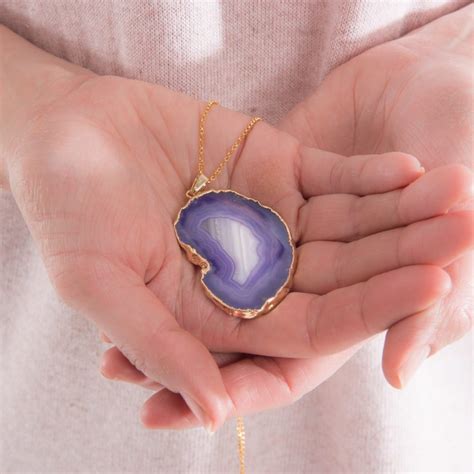 Purple Agate Gemstone Pendant Necklace Elizabeth Caroline