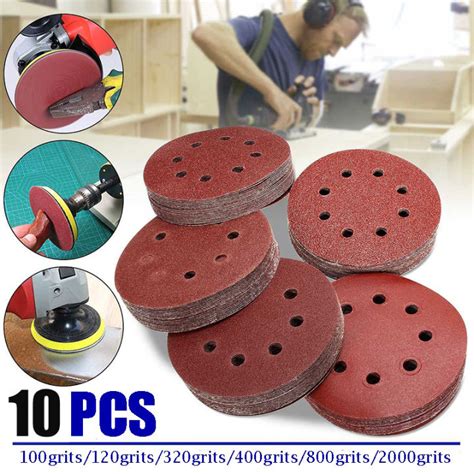 10Pcs Hole Sanding Discs Hook And Loop Adhesive Sandpaper 125MM For