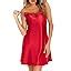 Vlazom Women Lingerie Satin Sexy Chemise Strap Nightgown Full Slips V