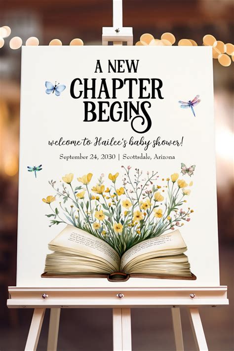 New Chapter Begins Storybook Baby Shower Welcome Foam Board | Book baby
