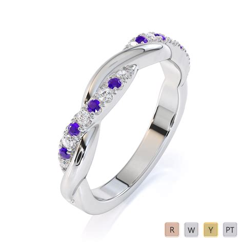 Gold Platinum Amethyst And Diamond Half Eternity Ring Rz1523