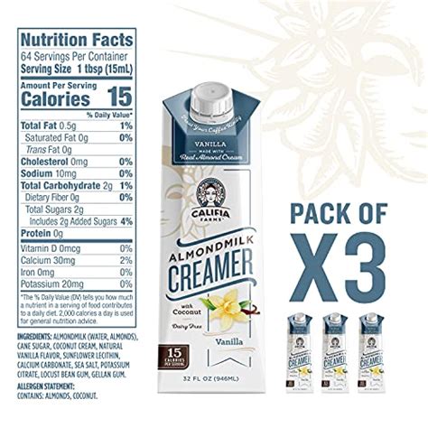 Califia Farms Vanilla Almond Milk Coffee Creamer With Coconut Cream