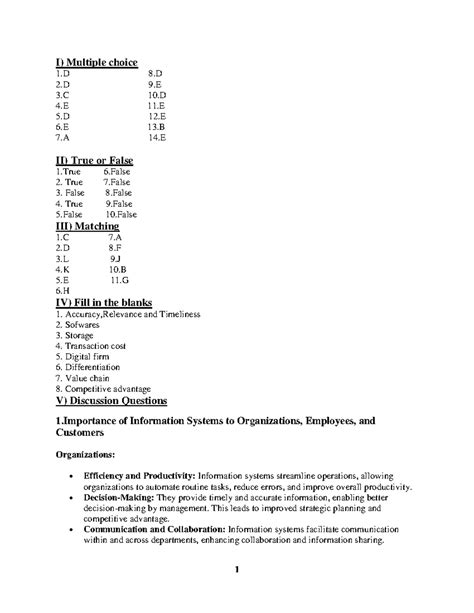 Mis Ass Ans Management Information System Ass Answer I Multiple Choice