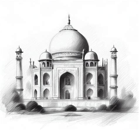 Premium AI Image | Pencil Sketch of Taj Mahal