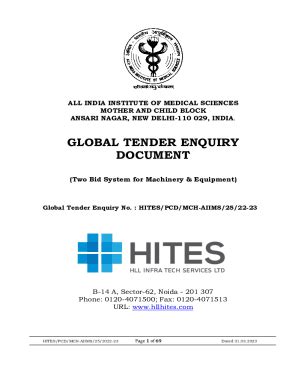 Fillable Online Tender Enquiry No HITES PCD AIIMS IV 62 Rad Onco 22