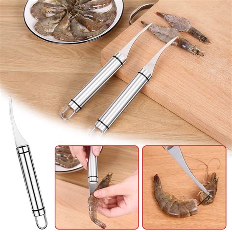 Teissuly Stainless Steel Shrimp Deveiner Tool Serrated Shrimp Peeler