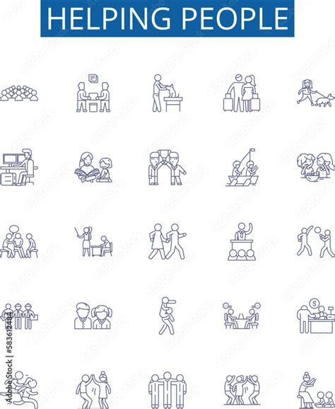 Helping People Line Icons Signs Set Design Collection Of Aid Assist