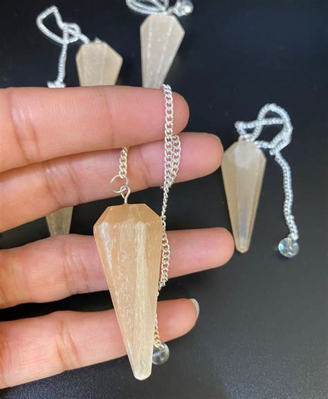 Orange Selenite 6 Facet Gemstone Pendulum Healing Dowsing Energy