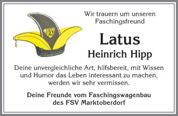 Traueranzeigen Von Heinrich Hipp Allg Uer Zeitung