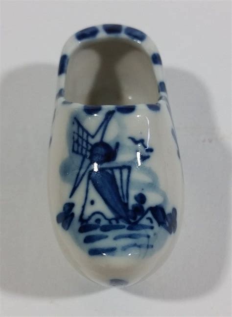 Vintage Hand Painted Delft Blue Colour Dutch Windmill Shoe Clog