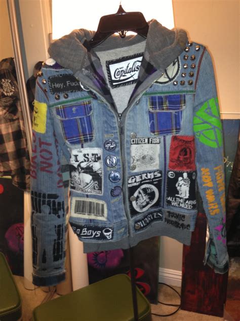 Diy Punk Rock Denim Jacket With Added Hoodie By Crustpupdiy