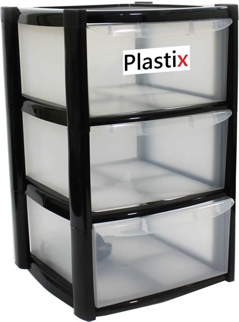 Large 3 Tier Drawer Plastic Draw Storage Trolley Tower Unit Home Office