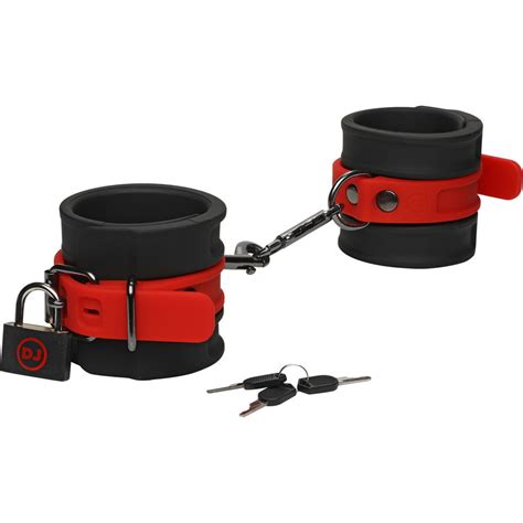 Kink By Doc Johnson Silicone Wrist Cuffs Black Red