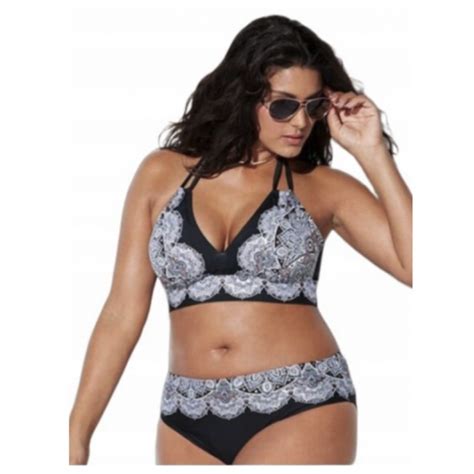 Dwuczęściowy strój kąpielowy bikini plus size 3XL