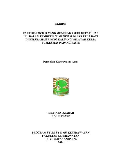 FAKTOR FAKTOR YANG MEMPENGARUHI KEPATUHAN IBU DALAM PEMBERIAN IMUNISASI