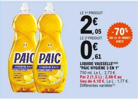 Promo Liquide Vaisselle Paic Hygi Ne En Chez E Leclerc