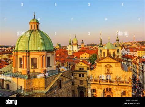 St Salvator Church And St Francis Of Assisi Church Domes Prague Stock