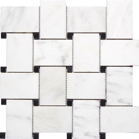 Carrara Carrera Venato Honed 2x3 Wide Basketweave Black Dot