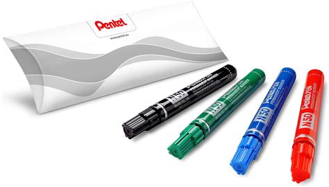 Pentel N60 Pochette de 4 Marqueurs permanents Pointe biseautée Assortis