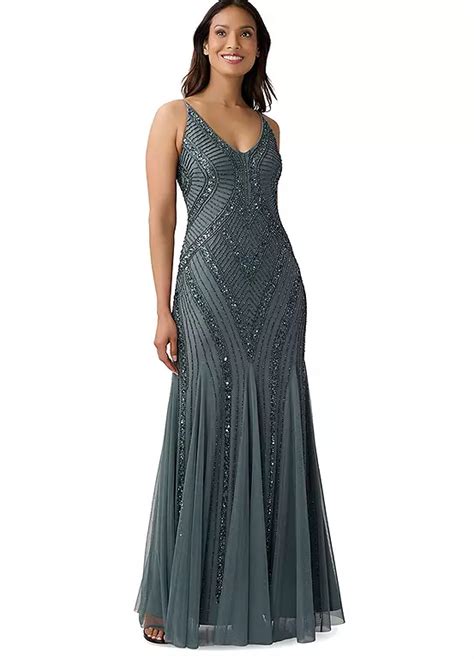 Adrianna Papell Beaded Tank Gown With Godets Kaleidoscope