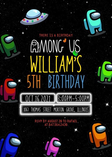 Among Us Birthday Party Invitation Etsy Birthday Party Invitations