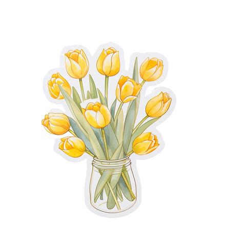 Aesthetic Cute Sticker Yellow Tulip Flowers Bullet Journal Aesthetic