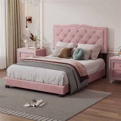 CoSoTower Full Size Upholstered Bed Frame With Rivet Design Modern